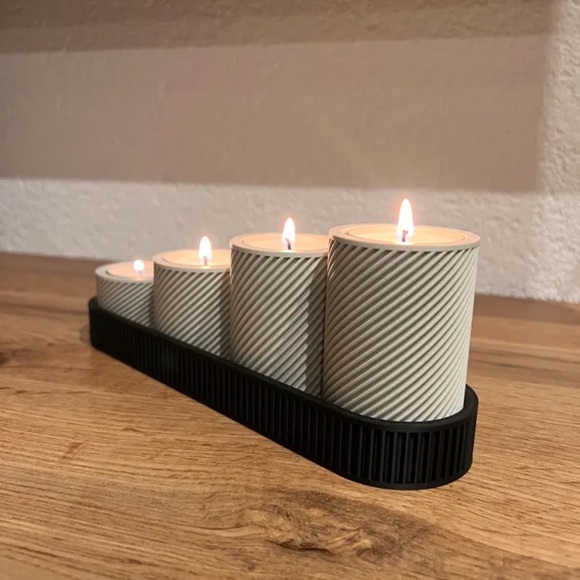 3D Printed Elegant White Candle Set with Holder. 🕯️ - Picture 4 of 6